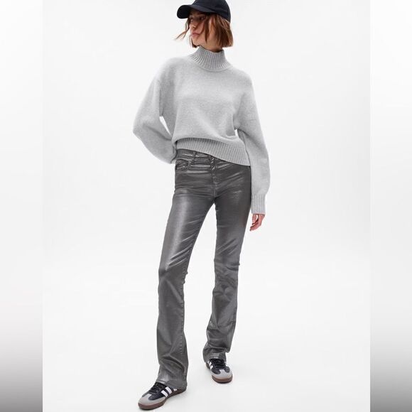 Gap Denim Baby Boot Stretch Mid Rise  Metallic Shimmer Pants Size 2 - Picture 1 of 5